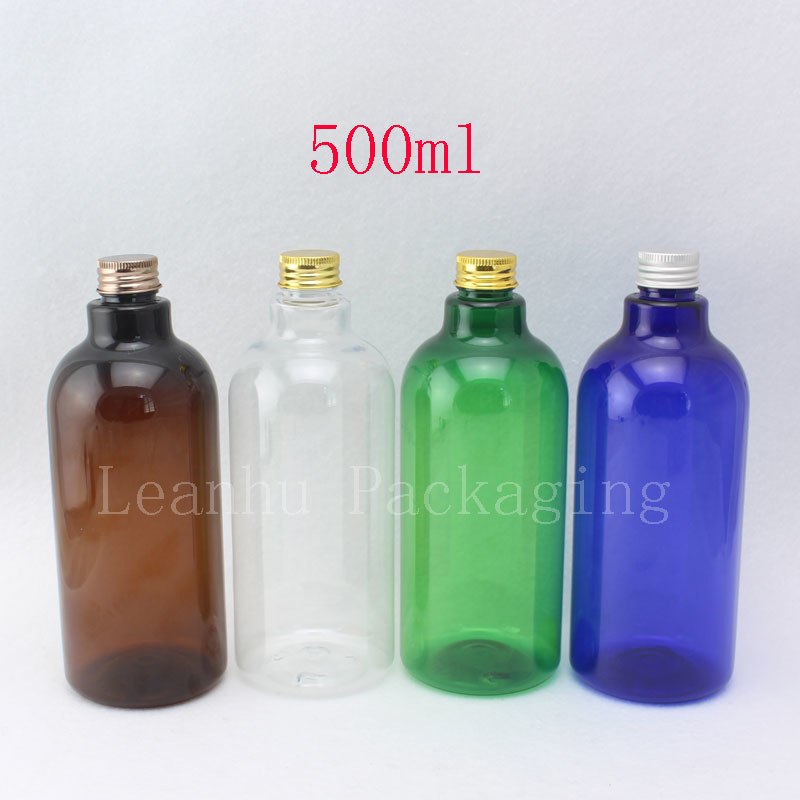 500 ml 블루 브라운 투명 녹색 플라스틱 병 500cc 샴푸 목욕 액체 비누 컨테이너 개인 관리 리필 용 병